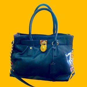 Michael Kors Black gold Bag Large leather Hamilton